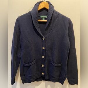 Vintage Ralph Lauren navy cotton knit cardigan
